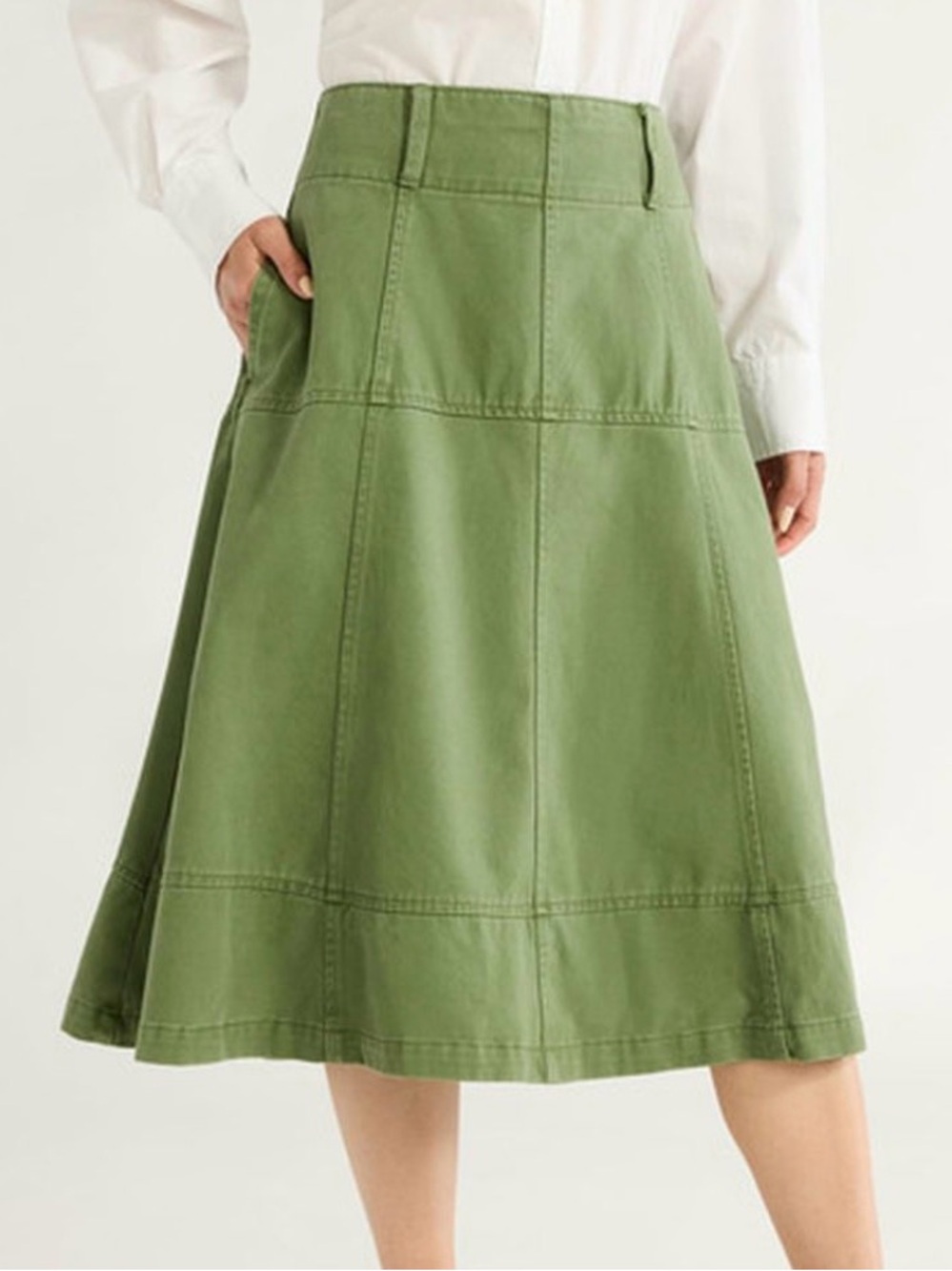 Free Assembly Women's Cargo Green Skirt Flare - Size 10 Preppy Boho Travel Chic
